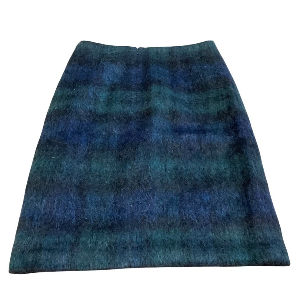 Talbots Soft Mohair Skirt Size 10 lined Blue Green knee length Wool blend Womens